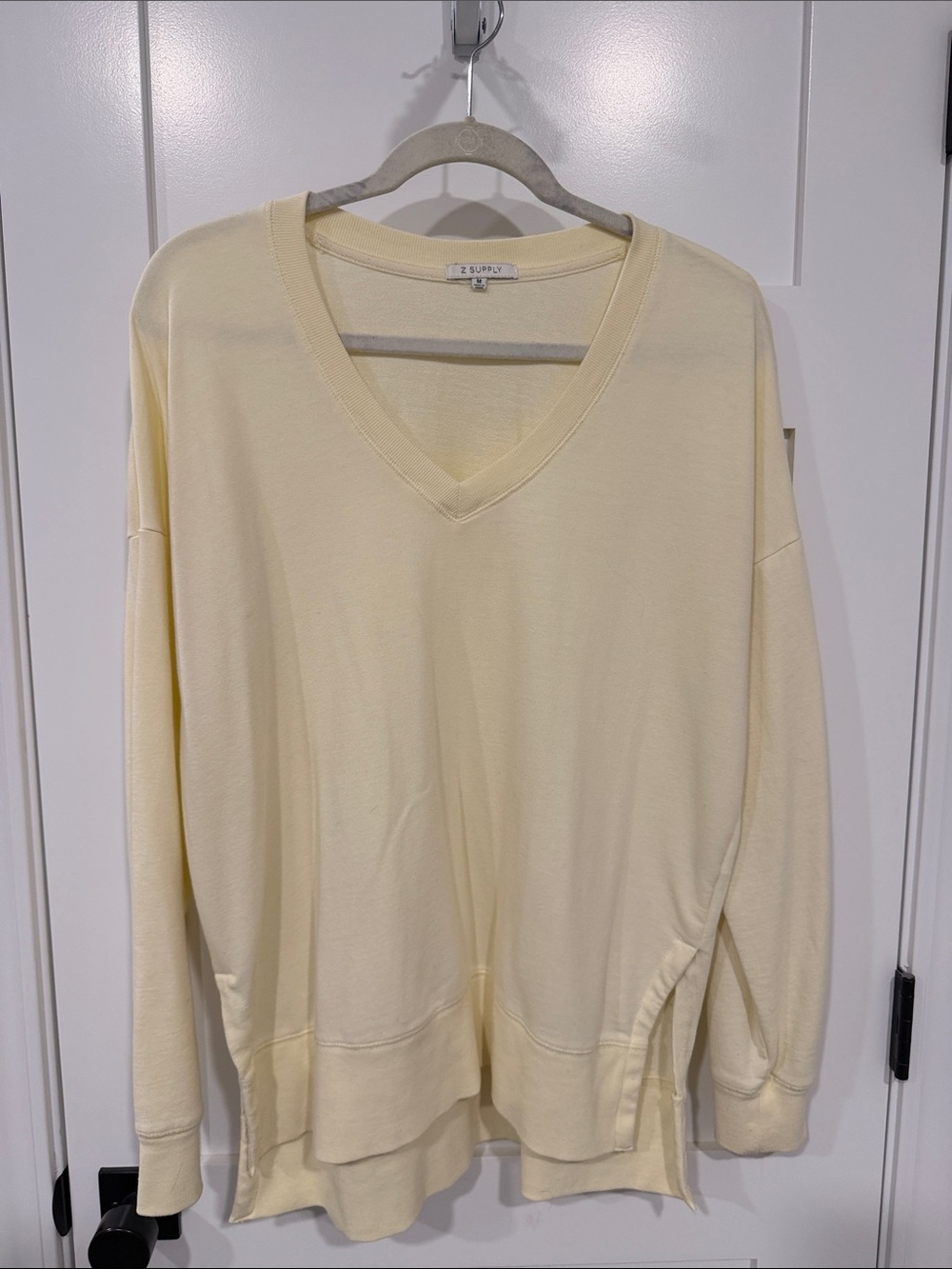 Z Supply Pale Yellow V-Neck Oversized Sweater